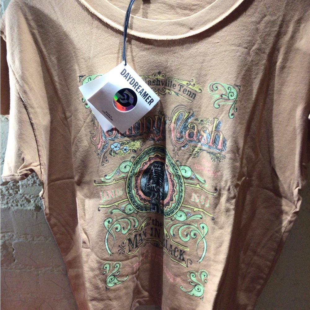 NEW! DAYDREAMER Johnny Cash Tan Short-Sleeve Graphic Tee - Picture 2 of 6